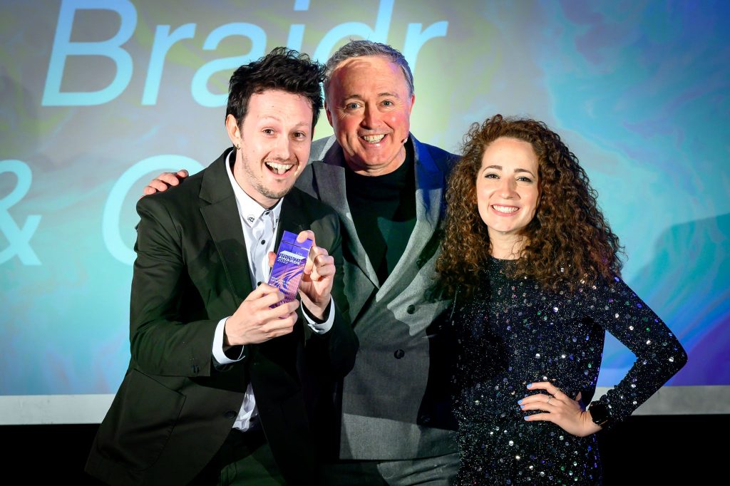 Braidr team winning 'Best Use of Research' at the UK Digital Growth Awards 2022 